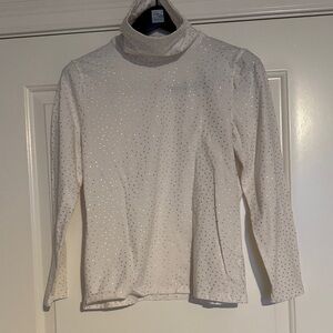 Talbots Sparkling white Long Sleeve turtleneck with gold dots